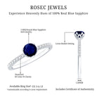 Rosec Jewels-Lotus Basket Set 0.9 Carat Blue Sapphire Solitaire Promise Ring with Diamond