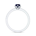 Rosec Jewels-Lotus Basket Set 0.9 Carat Blue Sapphire Solitaire Promise Ring with Diamond