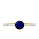 Rosec Jewels-Lotus Basket Set 0.9 Carat Blue Sapphire Solitaire Promise Ring with Diamond