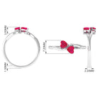Natural Ruby Toi Et Moi Heart Promise Ring for Women AAA - Rosec Jewels