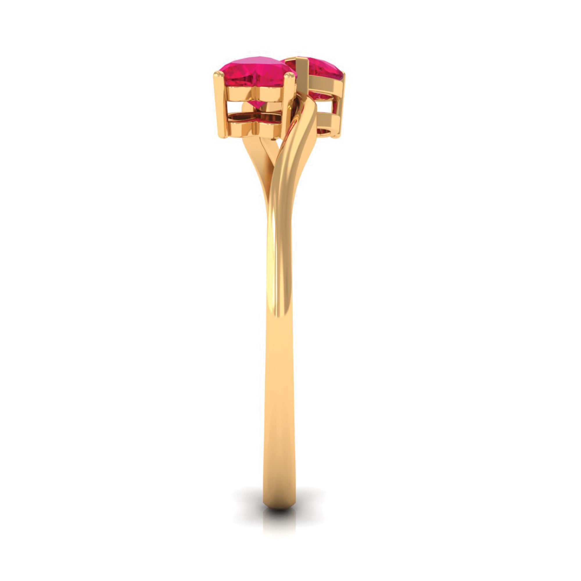 Natural Ruby Toi Et Moi Heart Promise Ring for Women AAA - Rosec Jewels