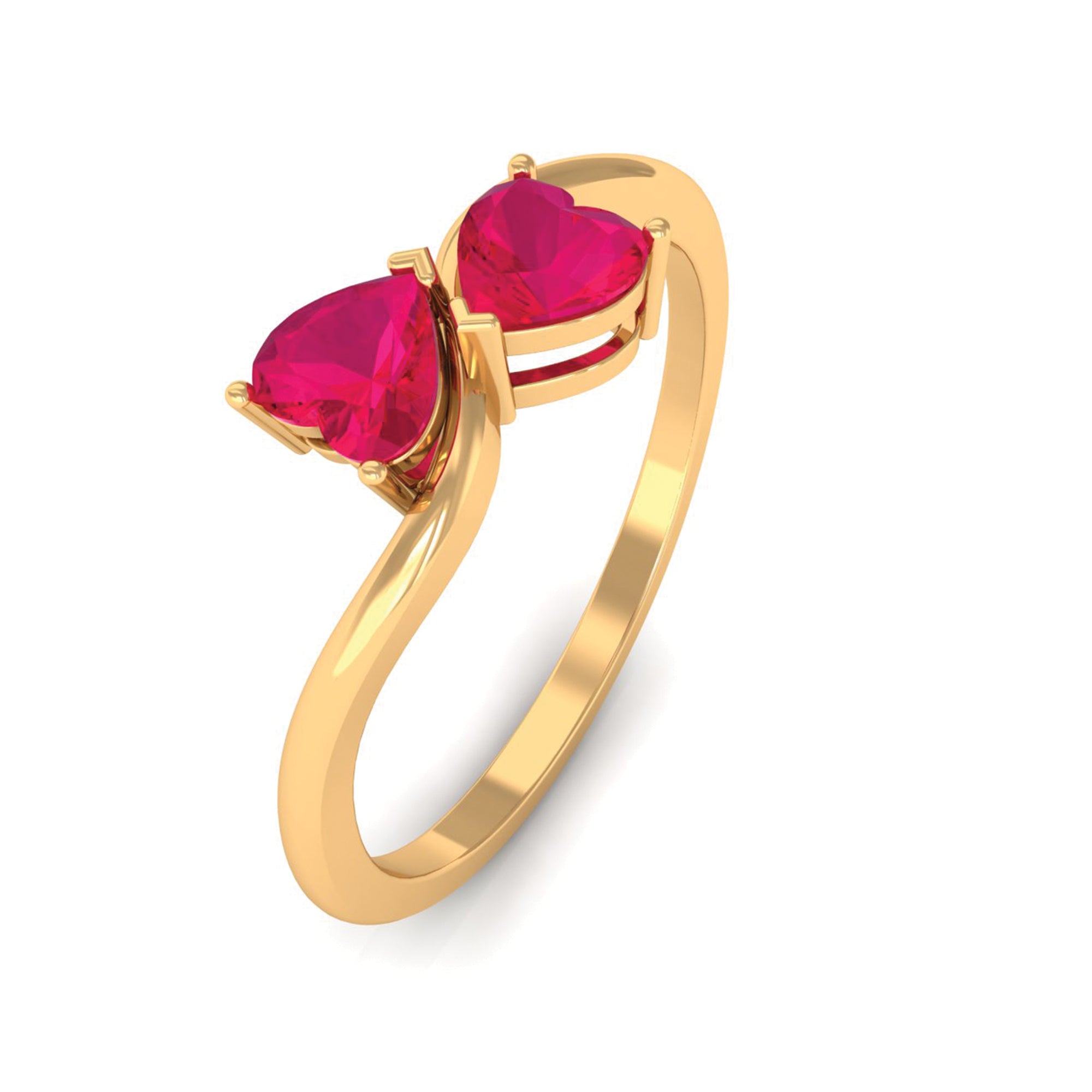 Natural Ruby Toi Et Moi Heart Promise Ring for Women AAA - Rosec Jewels
