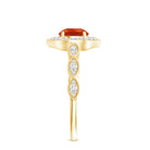 Vintage Style Fire Opal Engagement Ring with Diamond Accent AAA - Rosec Jewels