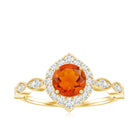 Vintage Style Fire Opal Engagement Ring with Diamond Accent AAA - Rosec Jewels