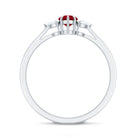 Natural 0.6 Carat Heart Shape Ruby Diamond 3 Stone Promise Ring AAA - Rosec Jewels