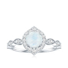Vintage Style Moonstone Engagement Ring with Diamond Accent AAA - Rosec Jewels