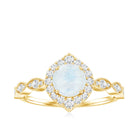 Vintage Style Moonstone Engagement Ring with Diamond Accent AAA - Rosec Jewels