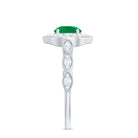 Natural Emerald Vintage Looking Engagement Ring with Diamond Halo AAA - Rosec Jewels