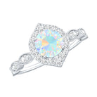 Vintage Looking Ethiopian Opal Engagement Ring with Real Diamond Halo AAA - Rosec Jewels