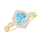 0.8 Carat Aquamarine and Diamond Designer Engagement Ring AAA - Rosec Jewels
