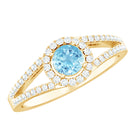 0.8 Carat Aquamarine and Diamond Split Shank Engagement Ring for Women AAA - Rosec Jewels
