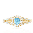 0.8 Carat Aquamarine and Diamond Split Shank Engagement Ring for Women AAA - Rosec Jewels