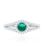 Lab Grown Emerald Diamond Halo Engagement Ring with Certificate AAAA - Rosec Jewels
