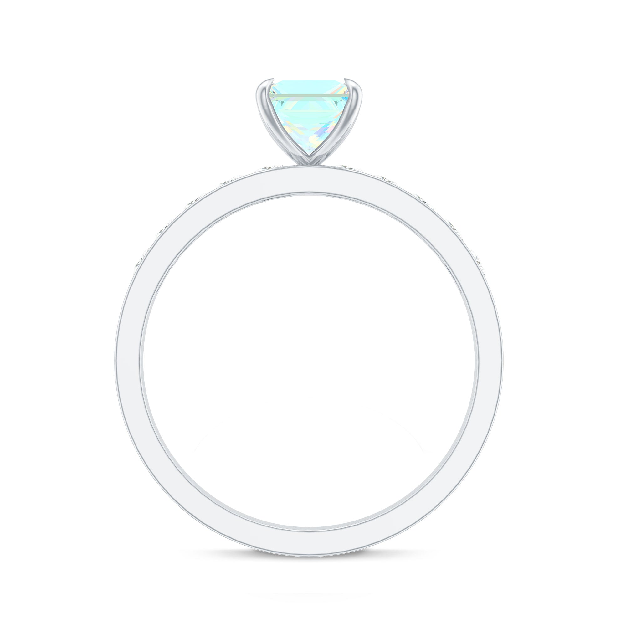 Certified Real Ethiopian Opal Princess Cut Engagement Ring with Diamond AAA - Rosec Jewels