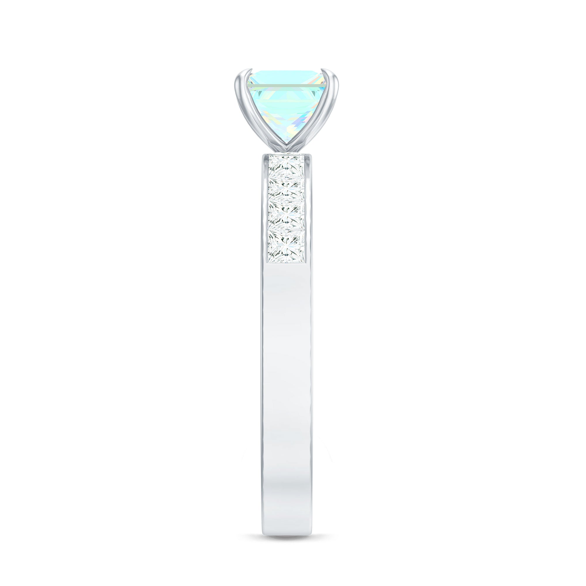 Certified Real Ethiopian Opal Princess Cut Engagement Ring with Diamond AAA - Rosec Jewels