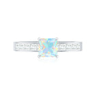 Certified Real Ethiopian Opal Princess Cut Engagement Ring with Diamond AAA - Rosec Jewels