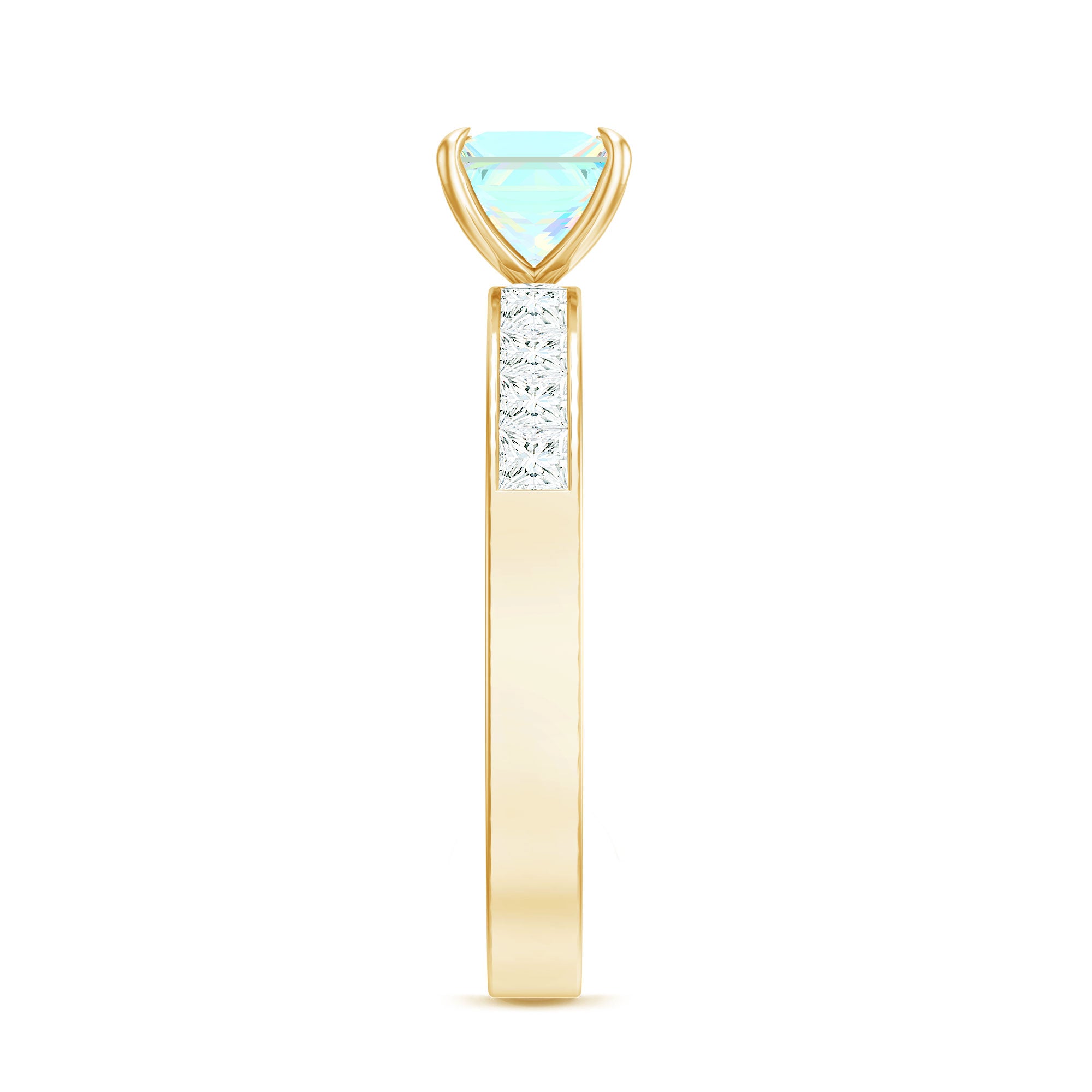 Certified Real Ethiopian Opal Princess Cut Engagement Ring with Diamond AAA - Rosec Jewels