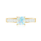 Certified Real Ethiopian Opal Princess Cut Engagement Ring with Diamond AAA - Rosec Jewels