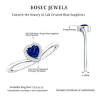 Lab Grown Blue Sapphire Heart Promise Ring with Diamond Halo AAAA - Rosec Jewels