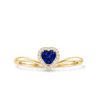 Lab Grown Blue Sapphire Heart Promise Ring with Diamond Halo AAAA - Rosec Jewels