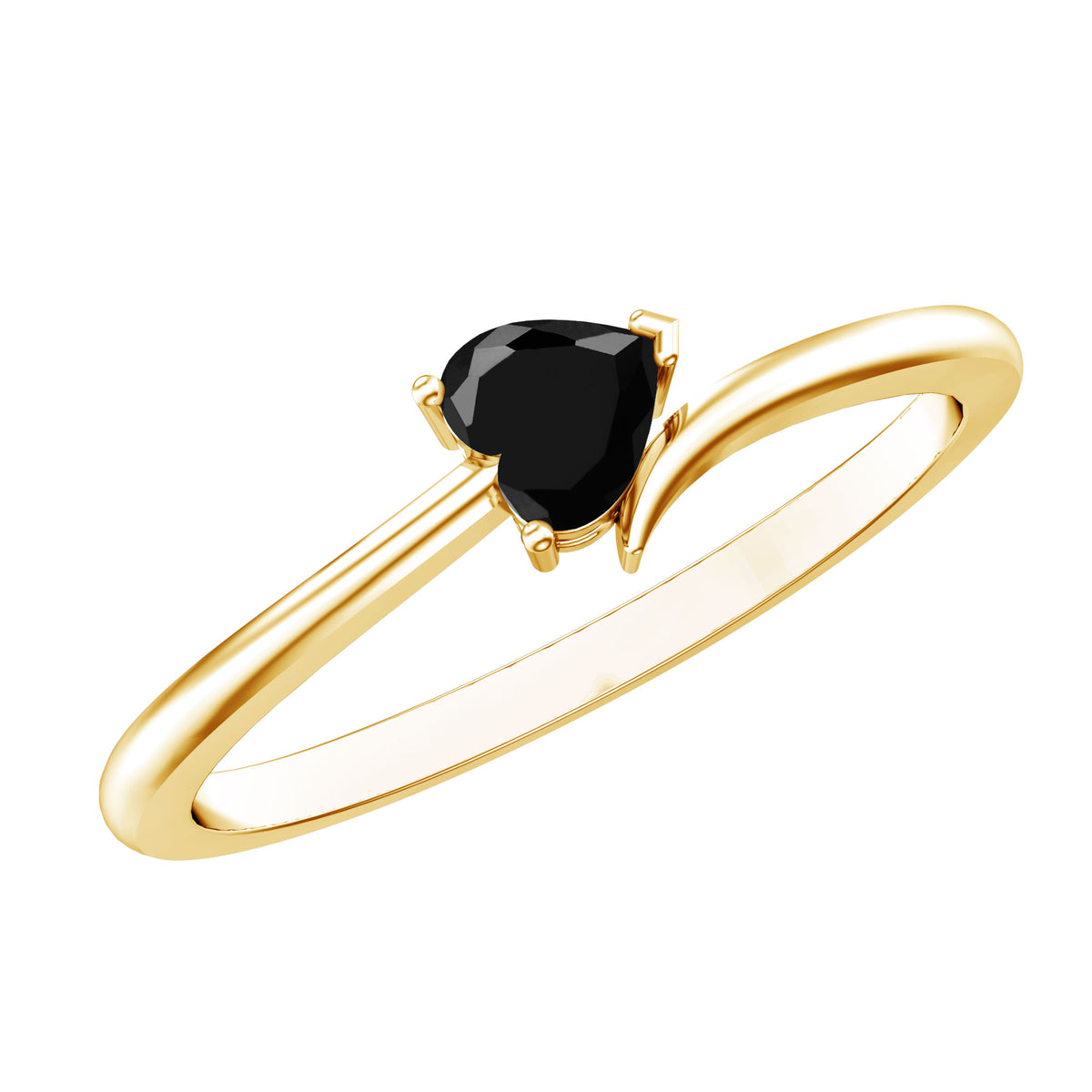 Natural Black Spinel Heart Promise Ring in East West Style AAA - Rosec Jewels