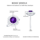 Natural 1.2 Carat Amethyst Statement Engagement Ring with Moissanite Double Halo AAA - Rosec Jewels