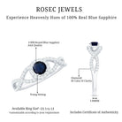 Rosec Jewels-Criss Cross Shank Blue Sapphire and Diamond Halo Engagement Ring