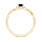 Rosec Jewels-Criss Cross Shank Blue Sapphire and Diamond Halo Engagement Ring