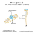 Real Aquamarine Elegant Engagement Ring with Diamond Side Stones AAA - Rosec Jewels
