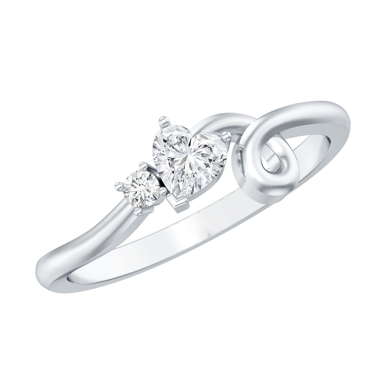 Real Emerald and Diamond Heart Promise Ring with Twisted Shank AAA - Rosec Jewels