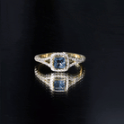 6mm Princess Cut London Blue Topaz Engagement Ring with Diamond Split Shank AAA - Rosec Jewels