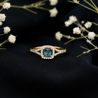 6mm Princess Cut London Blue Topaz Engagement Ring with Diamond Split Shank AAA - Rosec Jewels