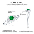 Rosec Jewels-Real Emerald and Diamond Flower Engagement Ring with Split Shank