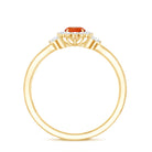 Rosec Jewels-Fire Opal and Diamond Flower Engagement Ring with Split Shank