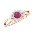 Nature Inspired Ruby Engagement Ring with Diamond for Women AAA - Rosec Jewels