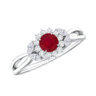 Nature Inspired Ruby Engagement Ring with Diamond for Women AAA - Rosec Jewels