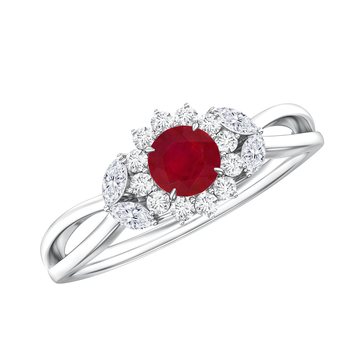 Nature Inspired Ruby Engagement Ring with Diamond for Women AAA - Rosec Jewels