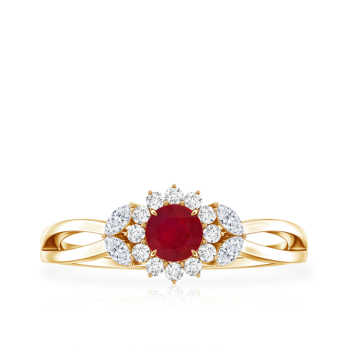 Nature Inspired Ruby Engagement Ring with Diamond for Women AAA - Rosec Jewels