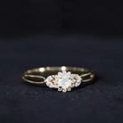 Certified Opalescent Diamond Flower Engagement Ring with Natural Diamonds AAA - Rosec Jewels