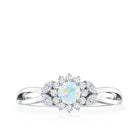 Certified Opalescent Diamond Flower Engagement Ring with Natural Diamonds AAA - Rosec Jewels