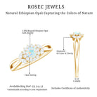 Certified Opalescent Diamond Flower Engagement Ring with Natural Diamonds AAA - Rosec Jewels