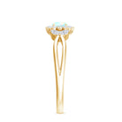 Certified Opalescent Diamond Flower Engagement Ring with Natural Diamonds AAA - Rosec Jewels