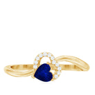 Real Heart Shape Blue Sapphire Diamond Promise Ring for Women AAA - Rosec Jewels
