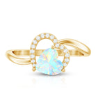1/4 CT Ethiopian Opal Heart Promise Ring with Diamond AAA - Rosec Jewels