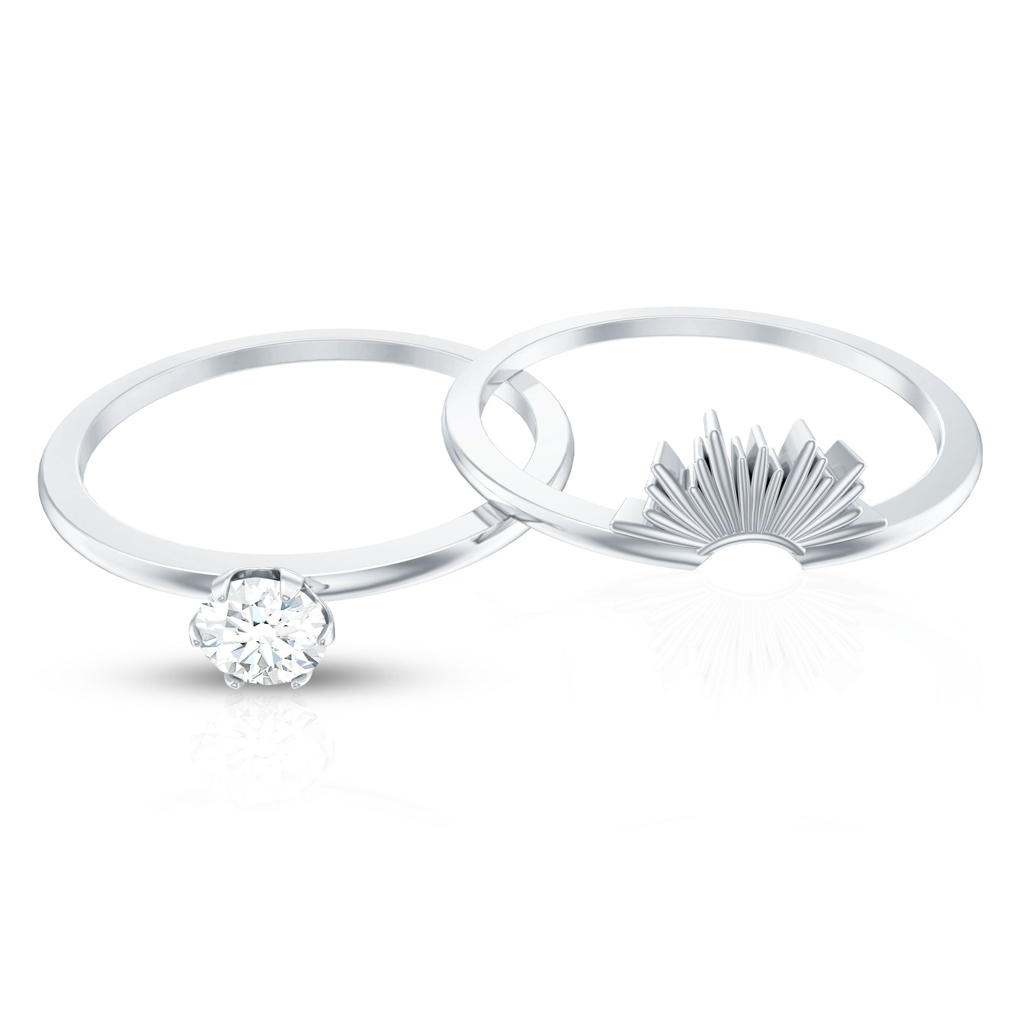 Sparkling Moissanite Solitaire Engagement Ring with Enhancer D-VS1 - Rosec Jewels