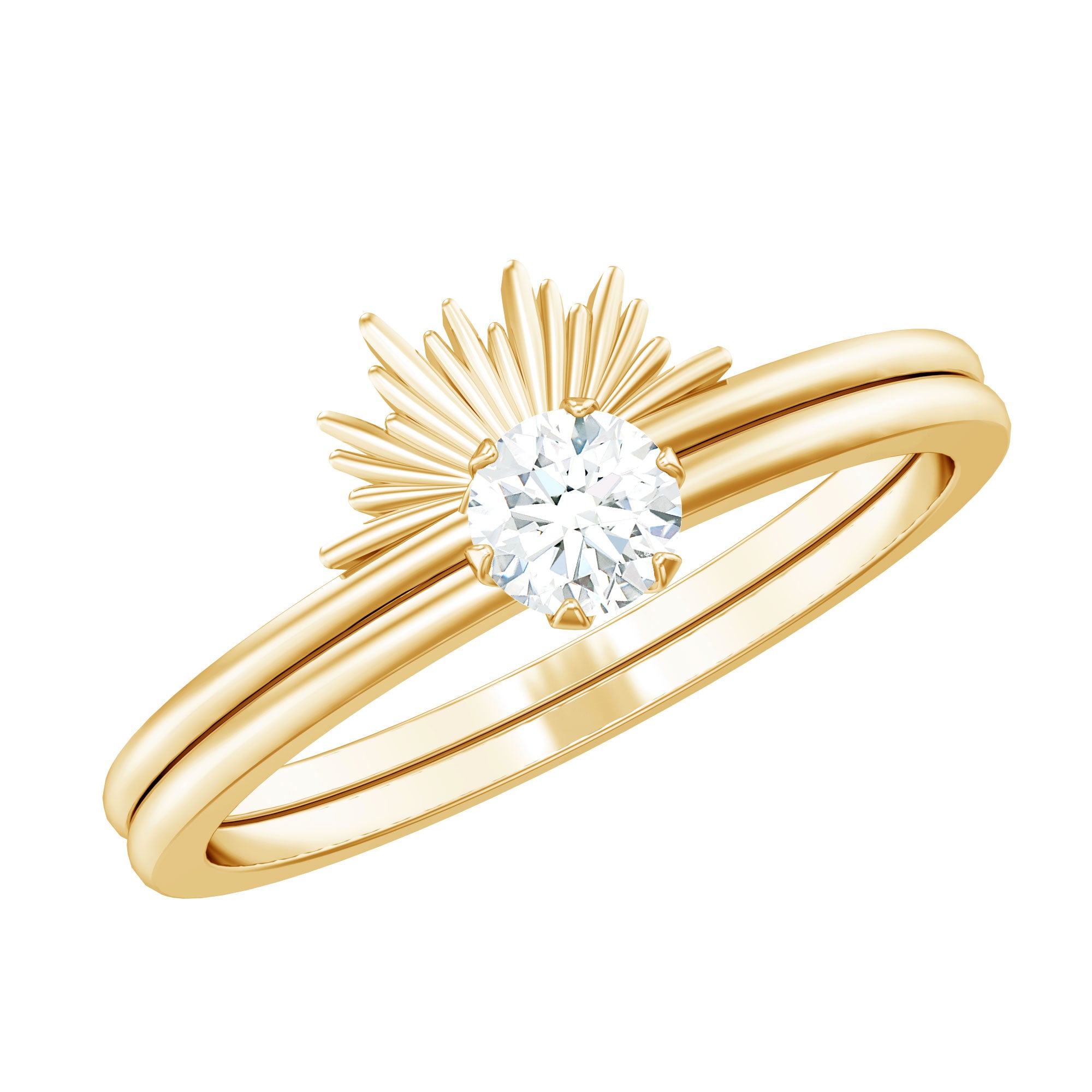 Sparkling Moissanite Solitaire Engagement Ring with Enhancer D-VS1 - Rosec Jewels