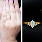 Natural Ethiopian Opal October Birthstone Ring with Celtic Knot AAA - Rosec Jewels