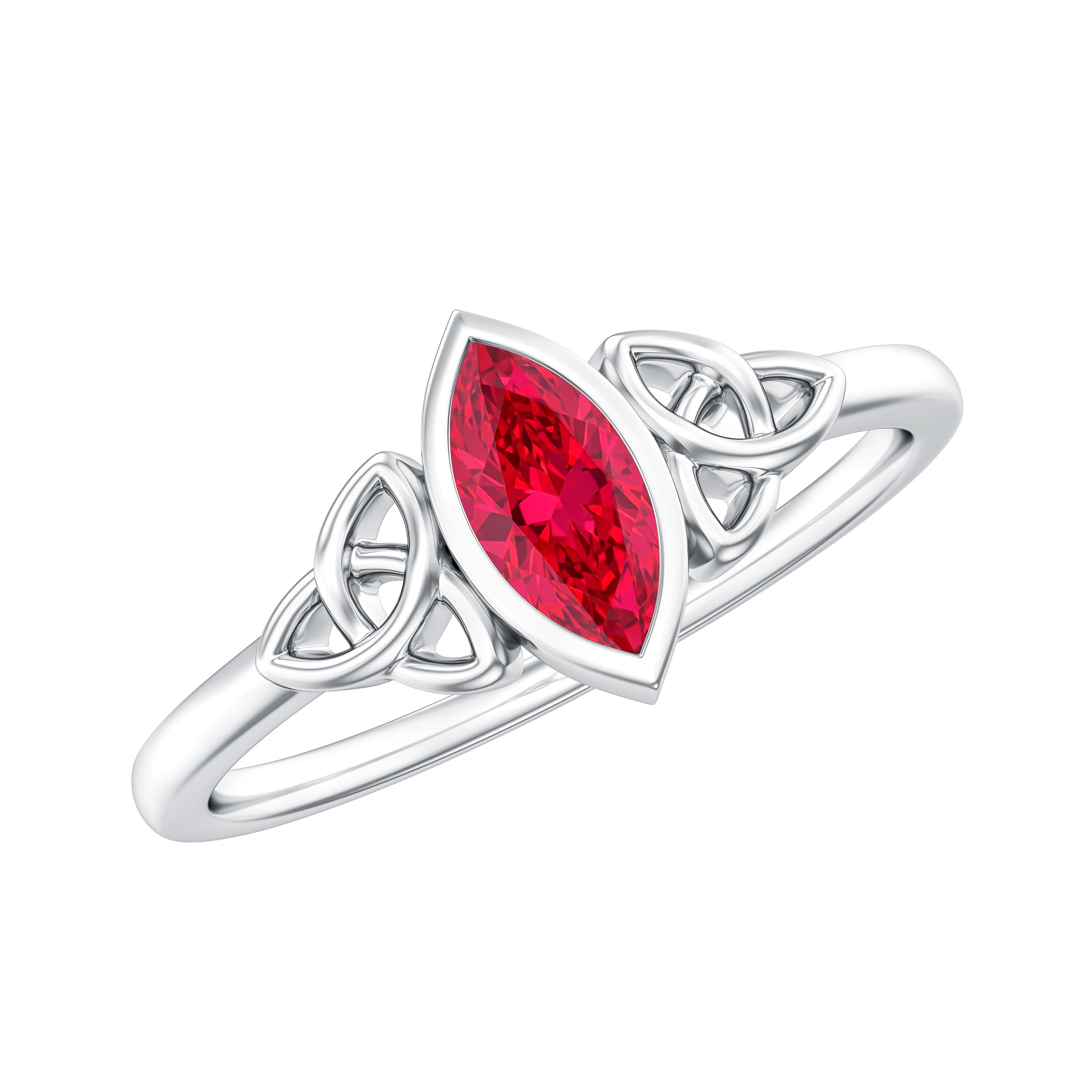 Marquise Cut Solitaire Lab Created Ruby Celtic Engagement Ring AAAA - Rosec Jewels
