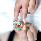 Natural Emerald and Diamond Half Eternity Wedding Band AAA - Rosec Jewels