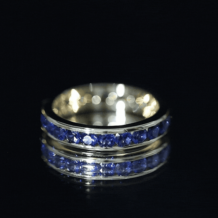 Certified Lab Grown Blue Sapphire Eternity Band Ring in Channel Set AAAA - Rosec Jewels